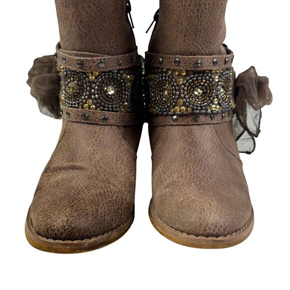 Not Rated Tualamne Western Cowgirl Vegan Leather Tall Riding Boots Women's 7.5 - Picture 5 of 12